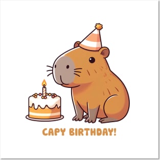 Cappy Capy Birthday Capybara Posters and Art